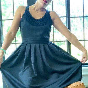 " Ann Taylor Loft" Black Full Skirt Elegant Dress with So Many Details!